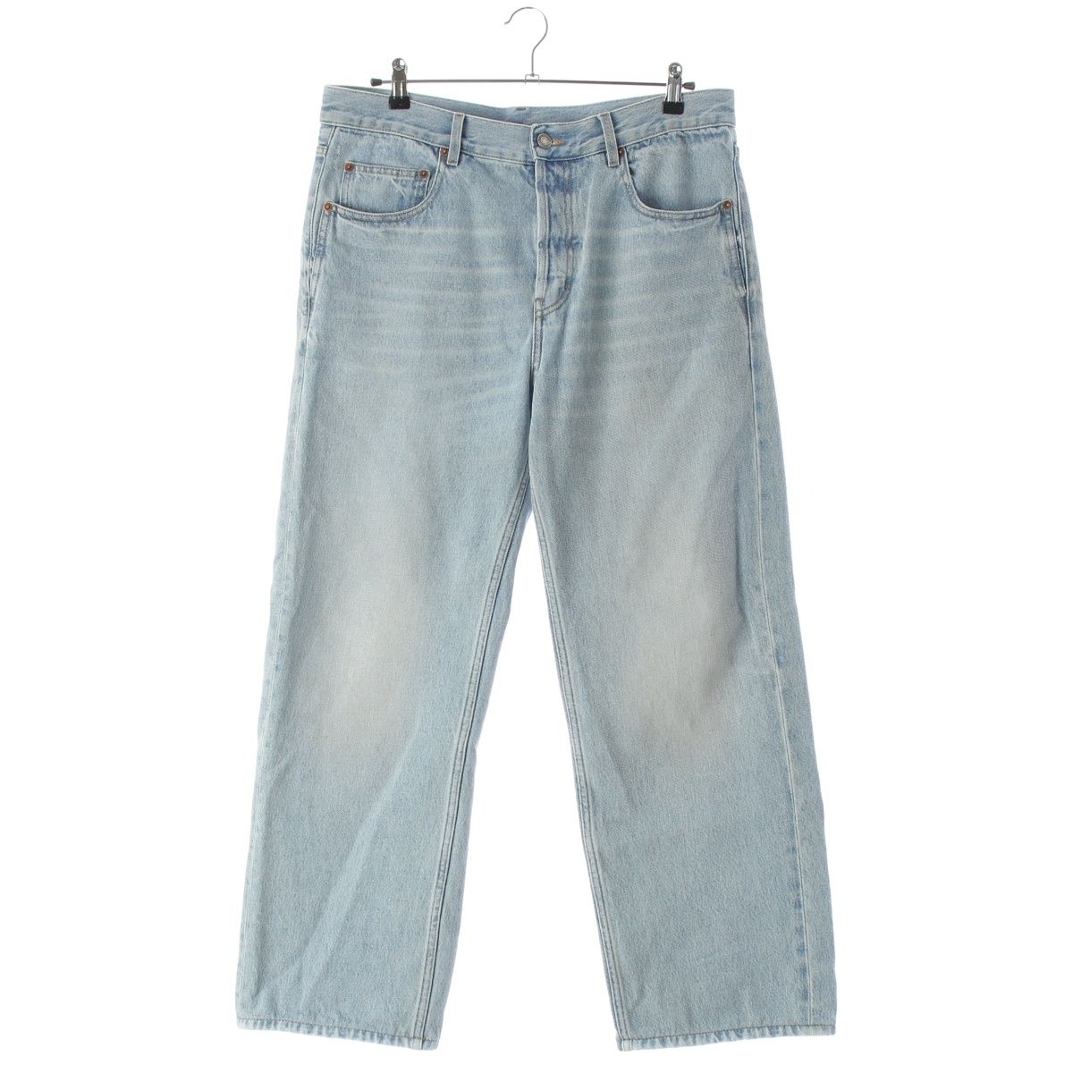 Saint Laurent Mid Straight Baggy Jeans Ice Wash Denim Pants Michigan Blue 32