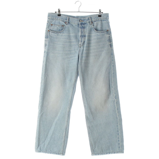 Saint Laurent Mid Straight Baggy Jeans Ice Wash Denim Pants Michigan Blue 32
