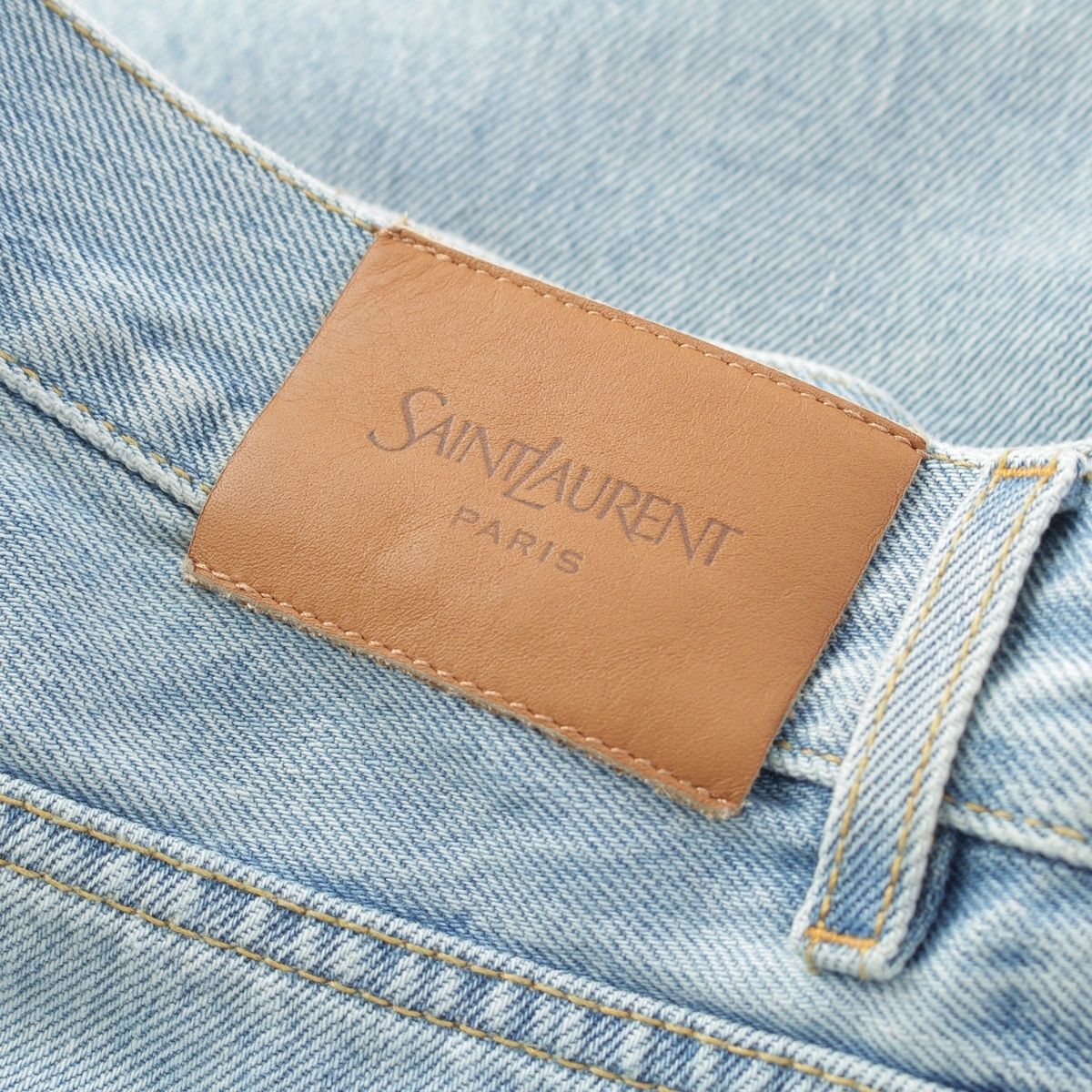Saint Laurent Mid Straight Baggy Jeans Ice Wash Denim Pants Michigan Blue 32 — view 7