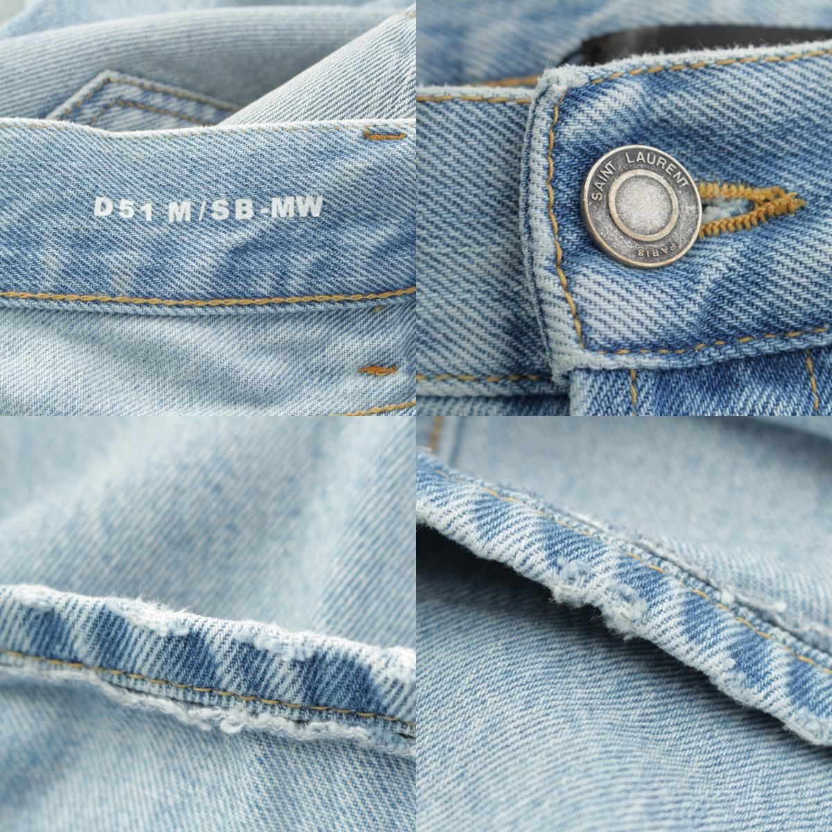 Saint Laurent Mid Straight Baggy Jeans Ice Wash Denim Pants Michigan Blue 32 — view 8