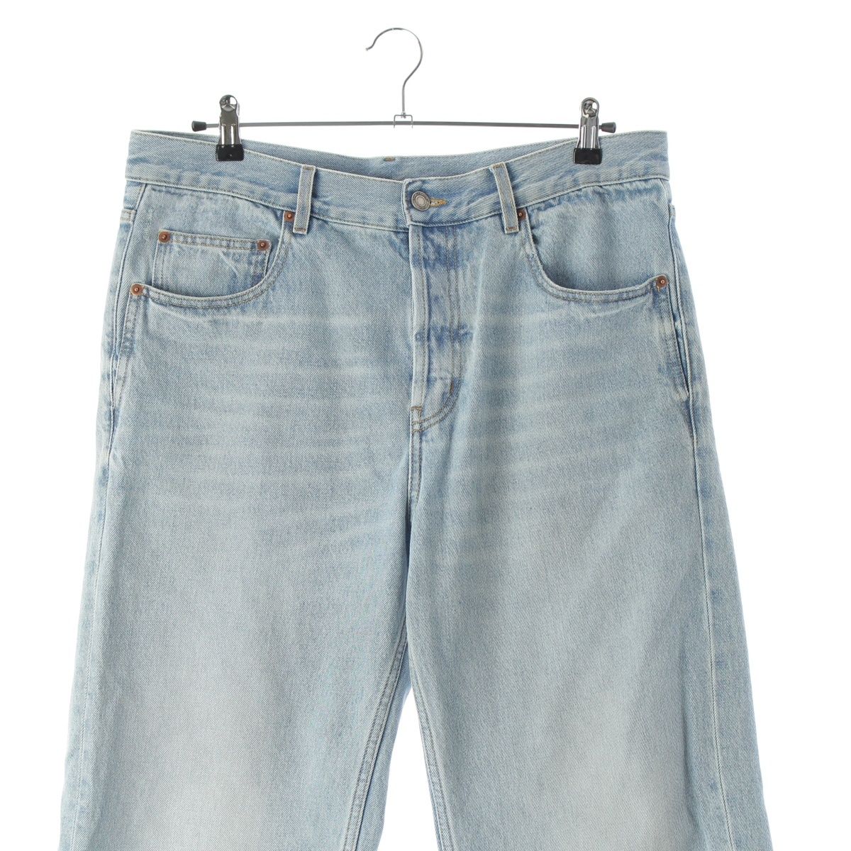 Saint Laurent Mid Straight Baggy Jeans Ice Wash Denim Pants Michigan Blue 32 — view 3