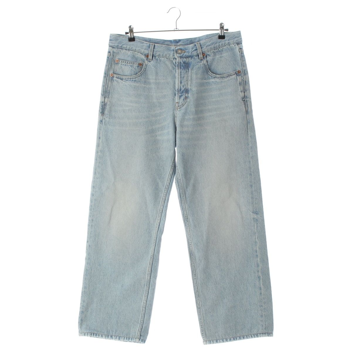 Saint Laurent Cotton Mid Straight Baggy Jeans Ice Wash Denim Pants Michigan