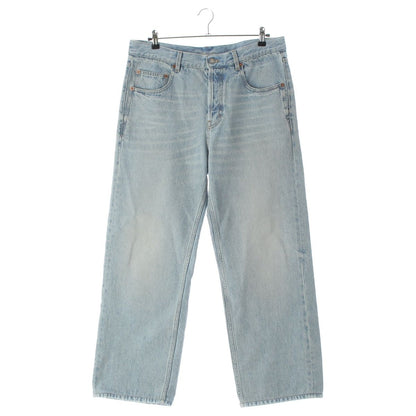 Saint Laurent Cotton Mid Straight Baggy Jeans Ice Wash Denim Pants Michigan