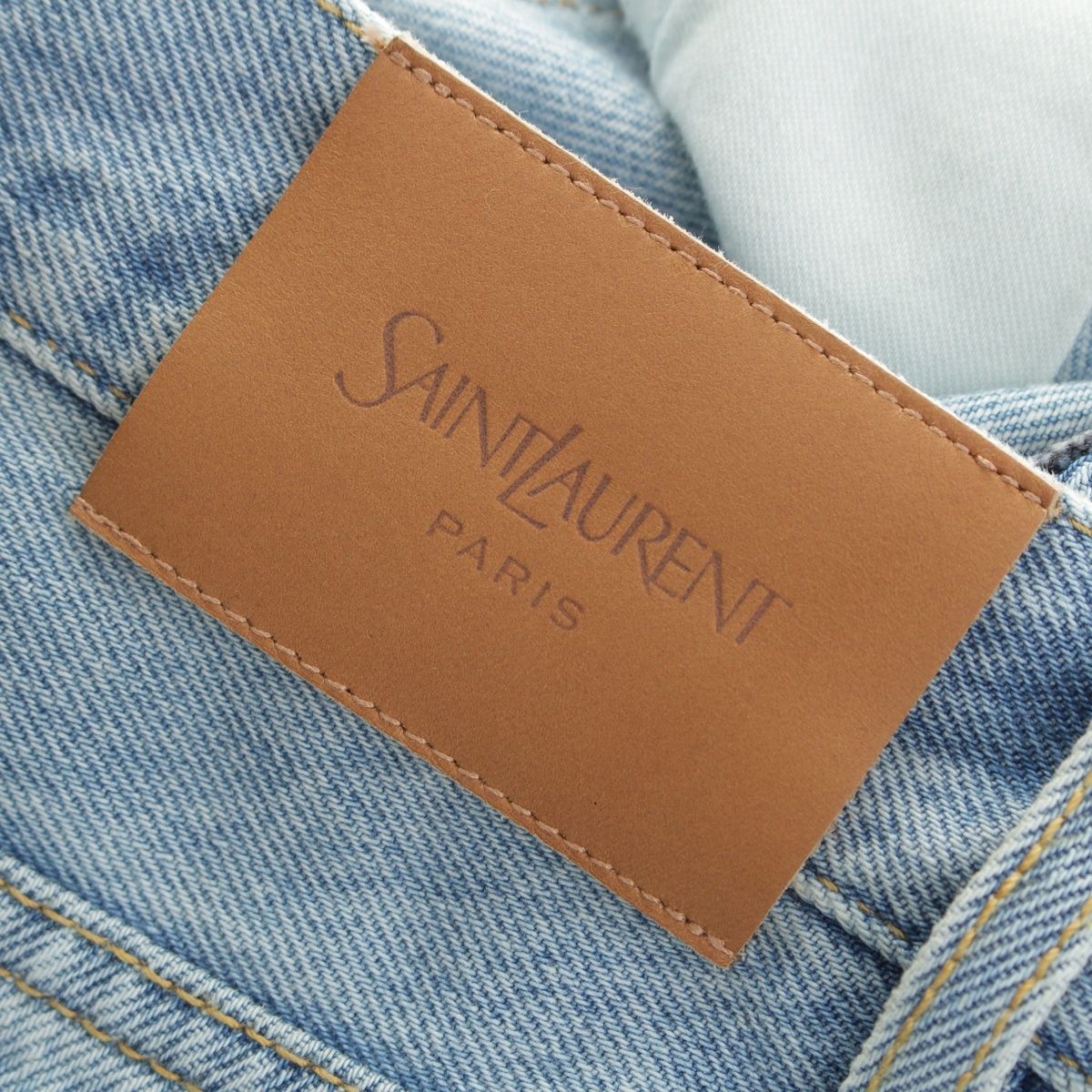 Saint Laurent Cotton Mid Straight Baggy Jeans Ice Wash Denim Pants Michigan — view 7