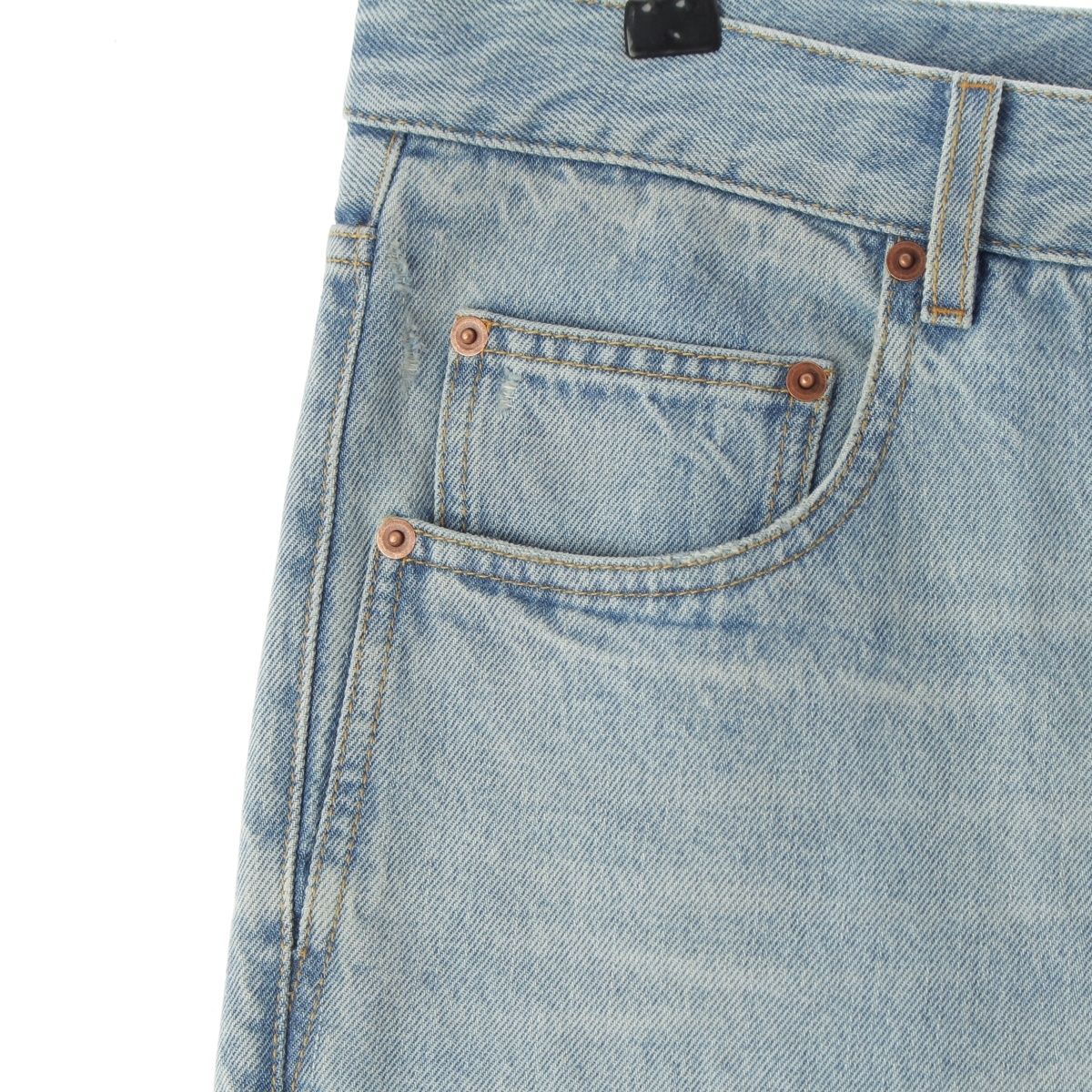 Saint Laurent Cotton Mid Straight Baggy Jeans Ice Wash Denim Pants Michigan — view 4