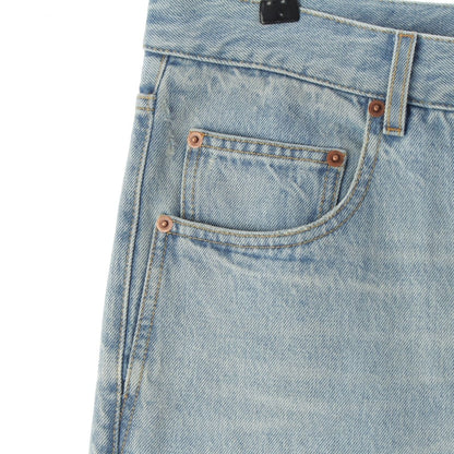 Saint Laurent Cotton Mid Straight Baggy Jeans Ice Wash Denim Pants Michigan — view 4