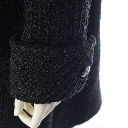 Chanel Coco Button Check Zip Up Black 42 Shoulder — view 6