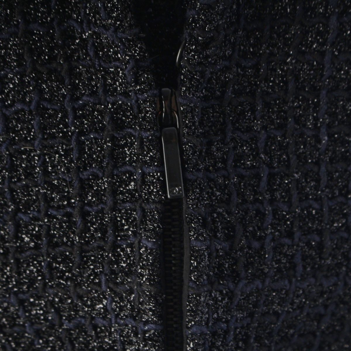Chanel Coco Button Check Zip Up Black 42 Shoulder — view 7