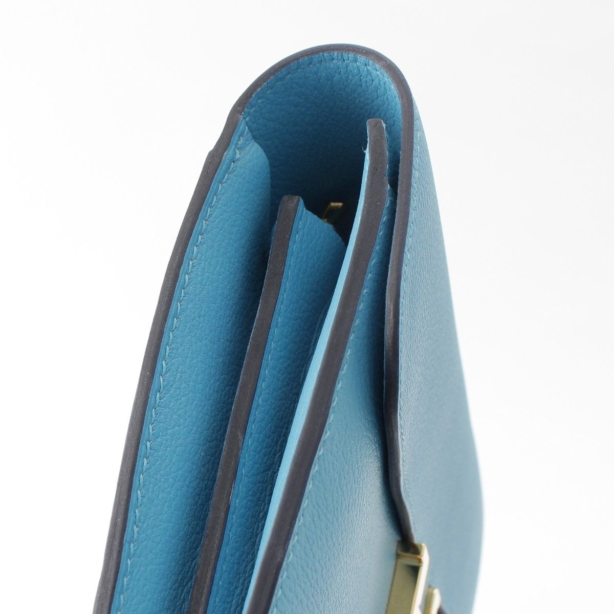 Hermes Constance Evercolor Wallet Gold Blue Dunor — view 6