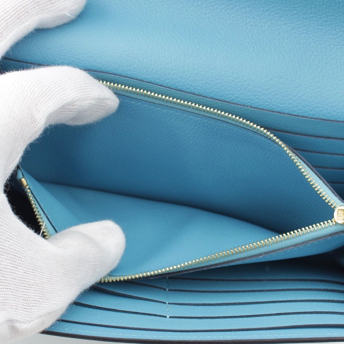 Hermes Constance Evercolor Wallet Gold Blue Dunor — view 8