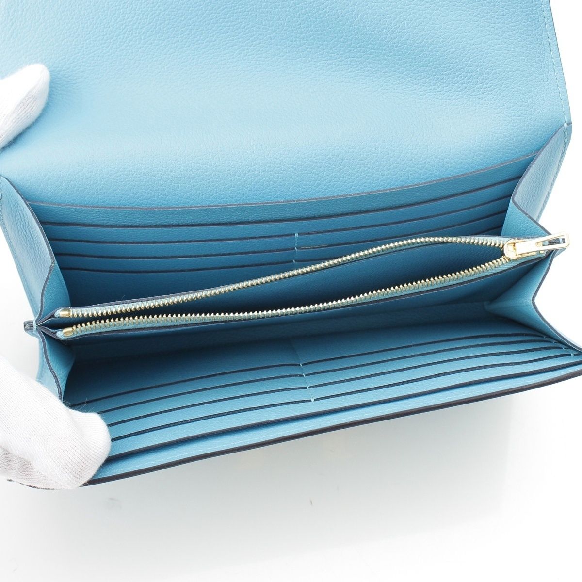Hermes Constance Evercolor Wallet Gold Blue Dunor — view 7