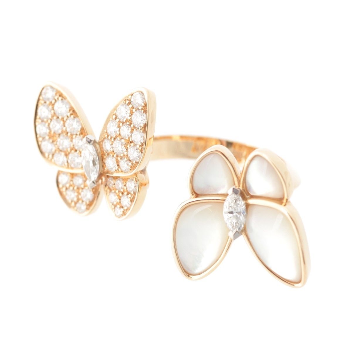 Van Cleef & Arpels de Papillon Entre les Doors Diamond Mother of Pearl Ring