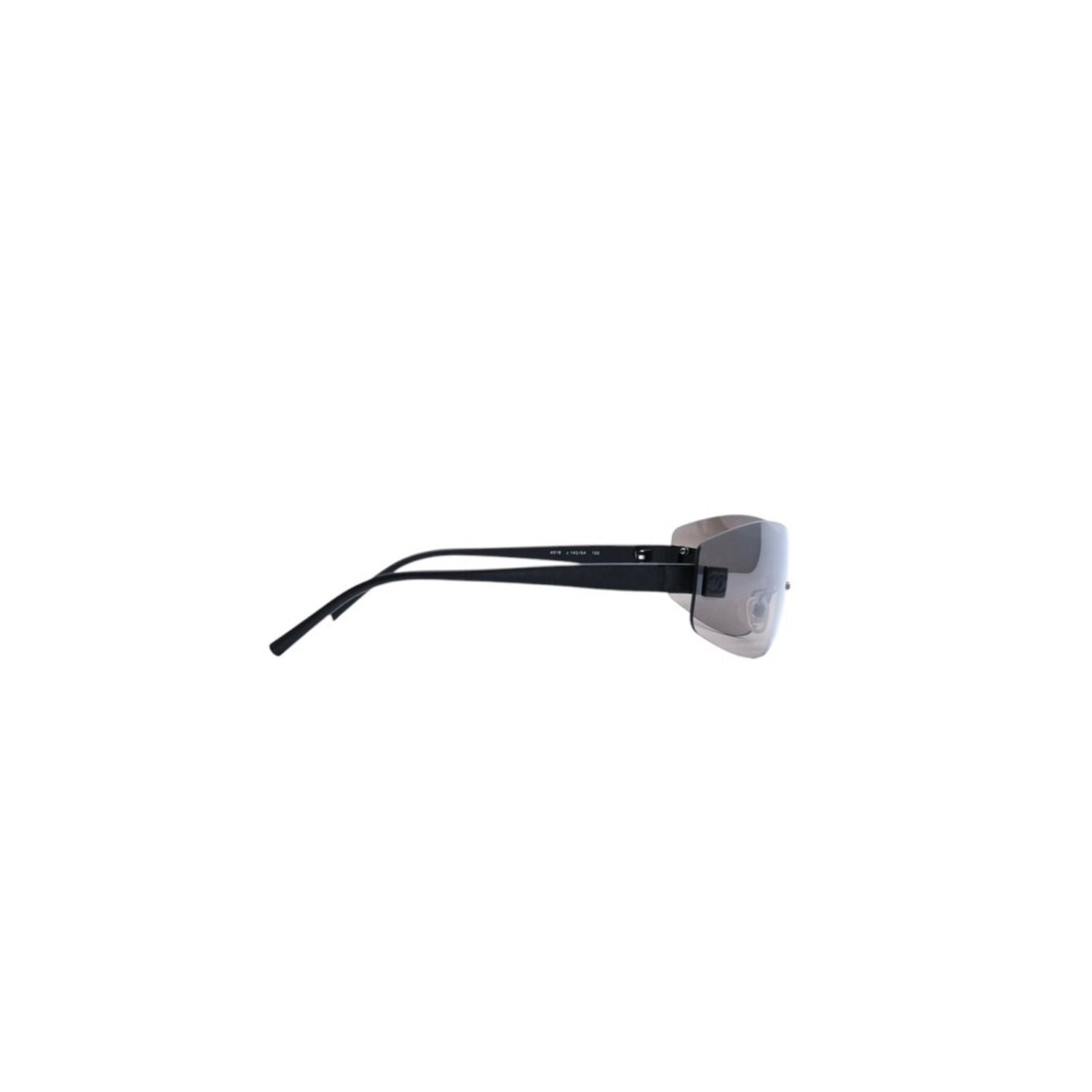 Chanel Rimless Shield Sunglasses Eyewear 120 CC Logo Black Brown — view 5