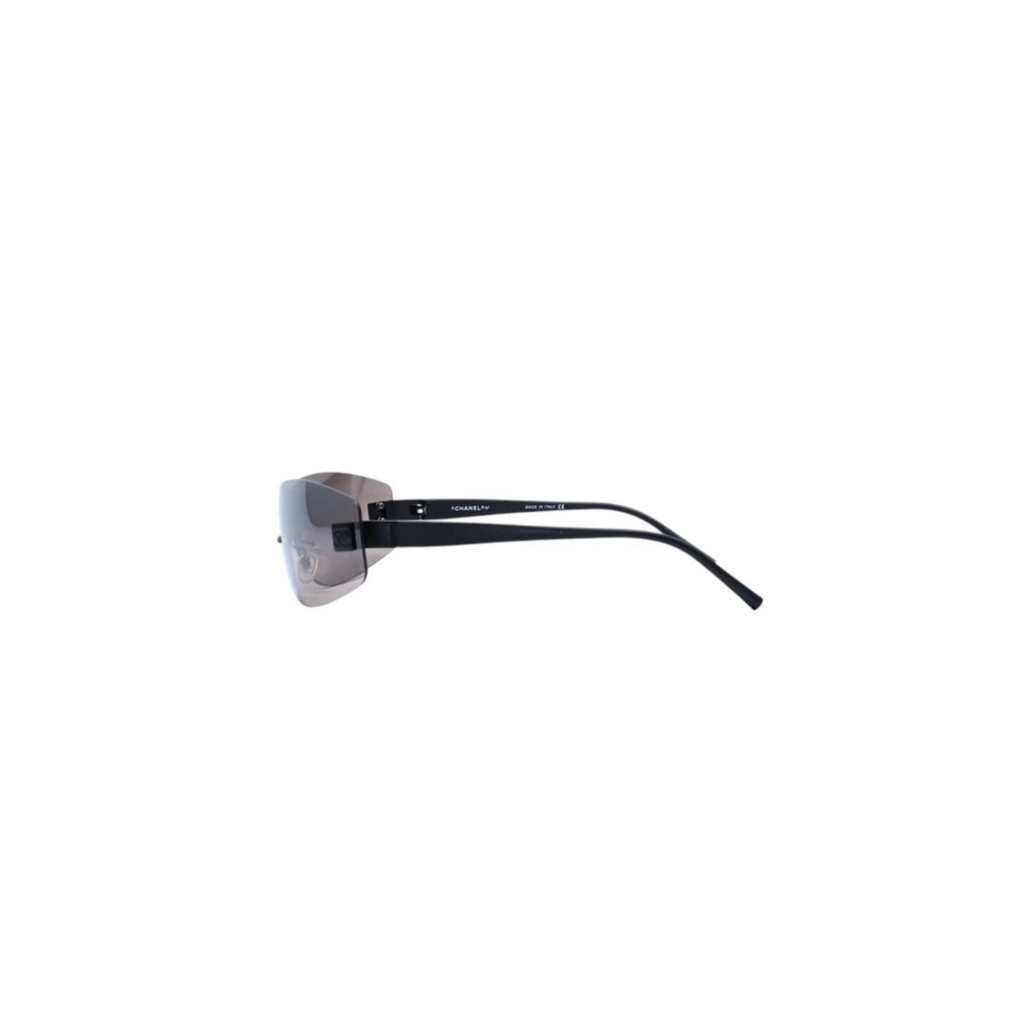 Chanel Rimless Shield Sunglasses Eyewear 120 CC Logo Black Brown — view 6
