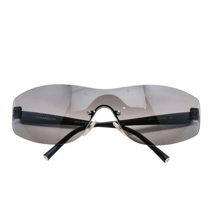 Chanel Rimless Shield Sunglasses Eyewear 120 CC Logo Black Brown — view 2