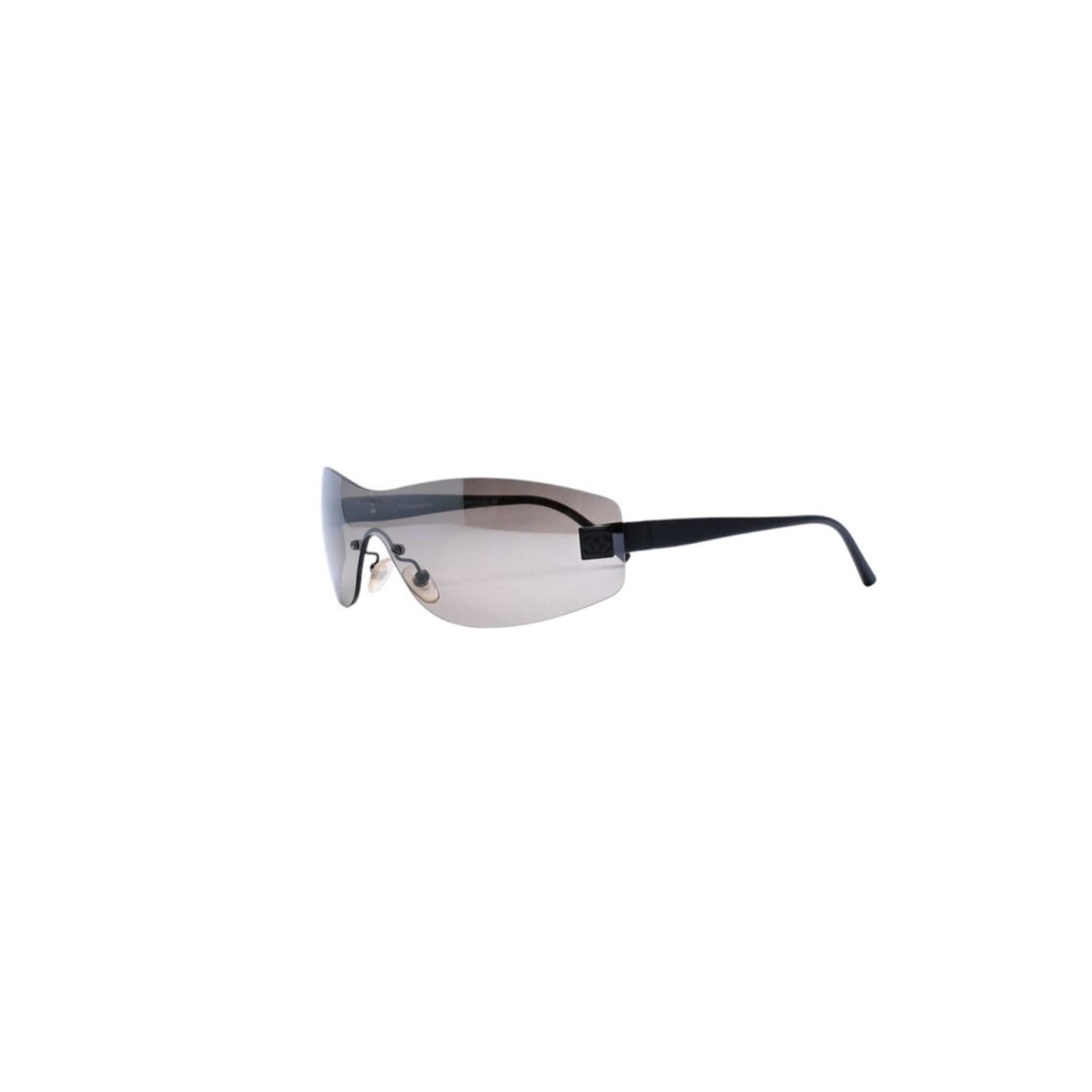 Chanel Rimless Shield Sunglasses Eyewear 120 CC Logo Black Brown — view 3