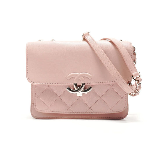 Chanel Shoulder Bag Half CC Logo Leather Chain