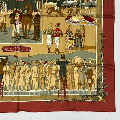 Hermes Scarf Silk Carre 90 Un Siecle de Courses a Deauville Horse Racing — view 4