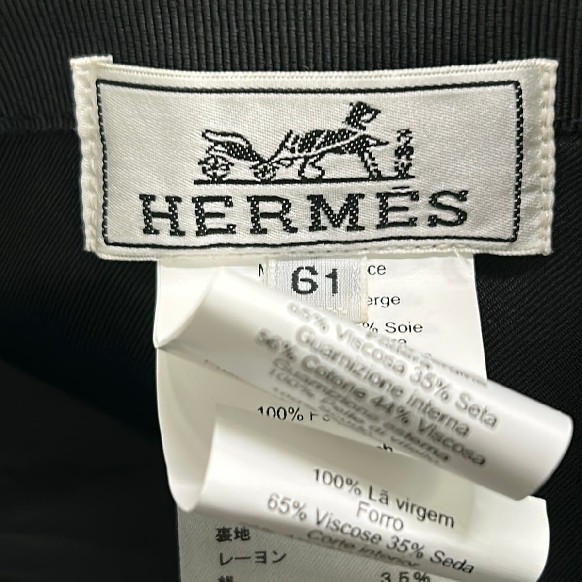 Hermes Cap 61 Black Wool — view 5