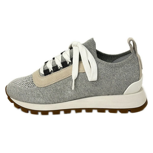 Brunello Cucinelli Sneakers 36 Gray Light Metal Beads Lame Knit