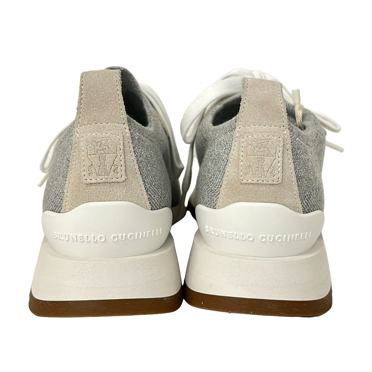 Brunello Cucinelli Sneakers 36 Gray Light Metal Beads Lame Knit — view 3