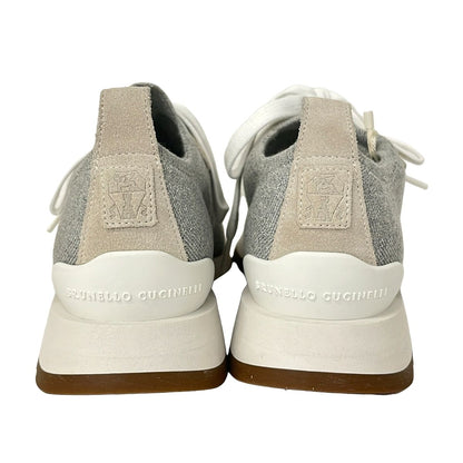 Brunello Cucinelli Sneakers 36 Gray Light Metal Beads Lame Knit — view 3