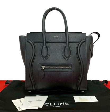 Celine Luggage Micro Leather Boston Bag Tote Black