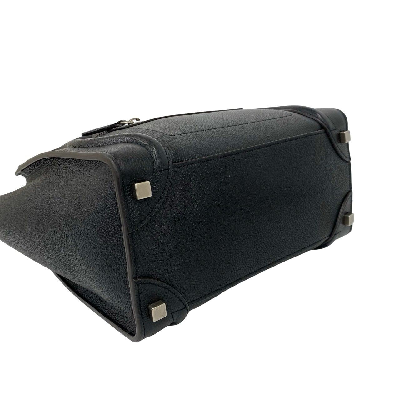 Celine Luggage Micro Leather Boston Bag Tote Black — view 7
