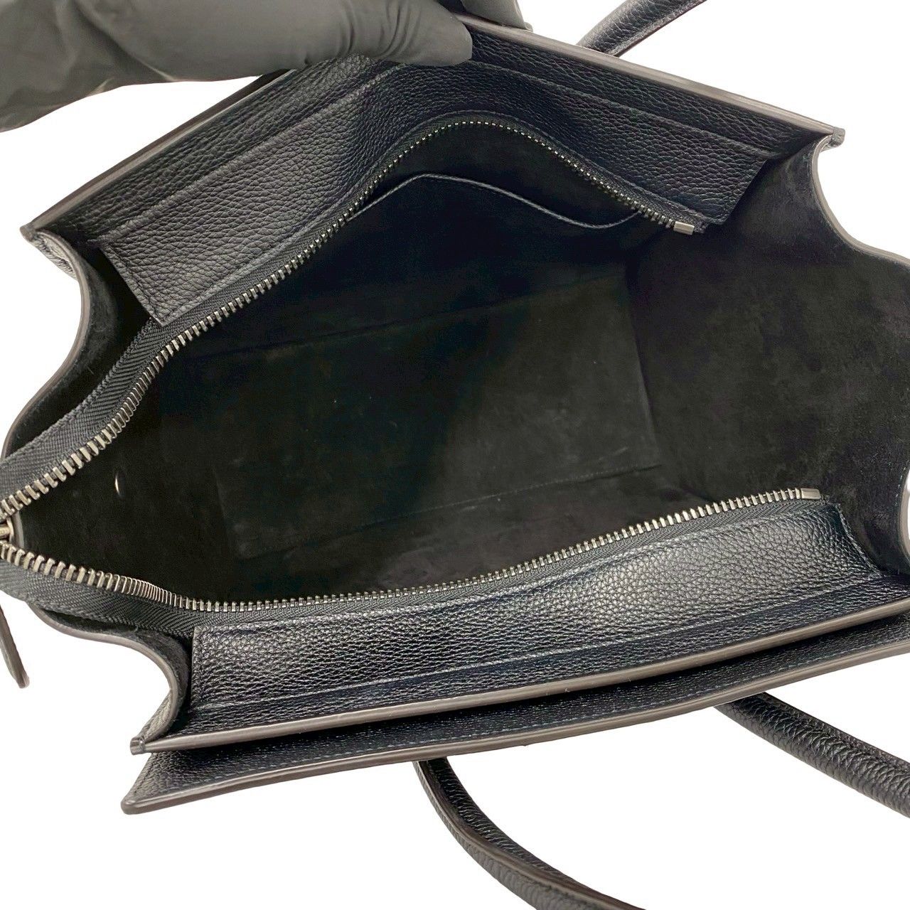 Celine Luggage Micro Leather Boston Bag Tote Black — view 9