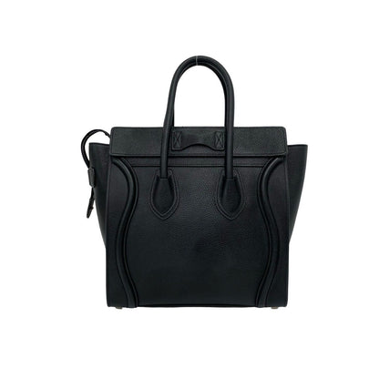 Celine Luggage Micro Leather Boston Bag Tote Black — view 3