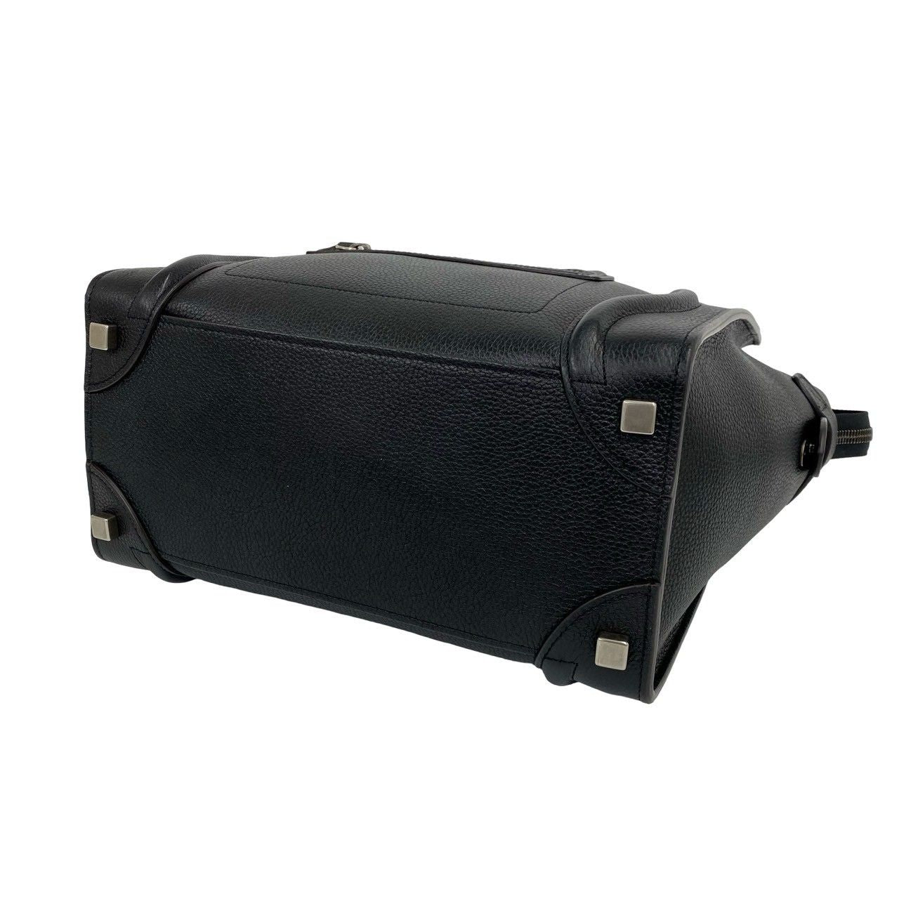 Celine Luggage Micro Leather Boston Bag Tote Black — view 8