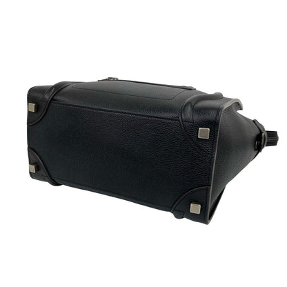 Celine Luggage Micro Leather Boston Bag Tote Black — view 8