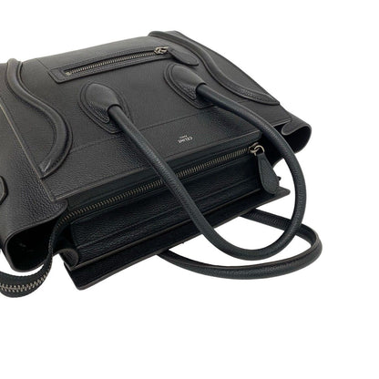 Celine Luggage Micro Leather Boston Bag Tote Black — view 4