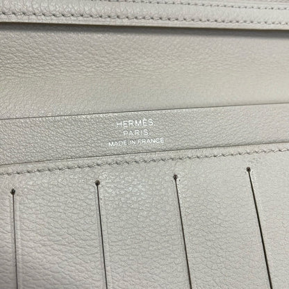 Hermes Wallet Citizen Twill Long Combine Pearl Gray Silver — view 5