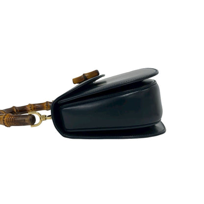 Gucci Vintage Bamb Leather 2-Way Shoulder Bag Black — view 5
