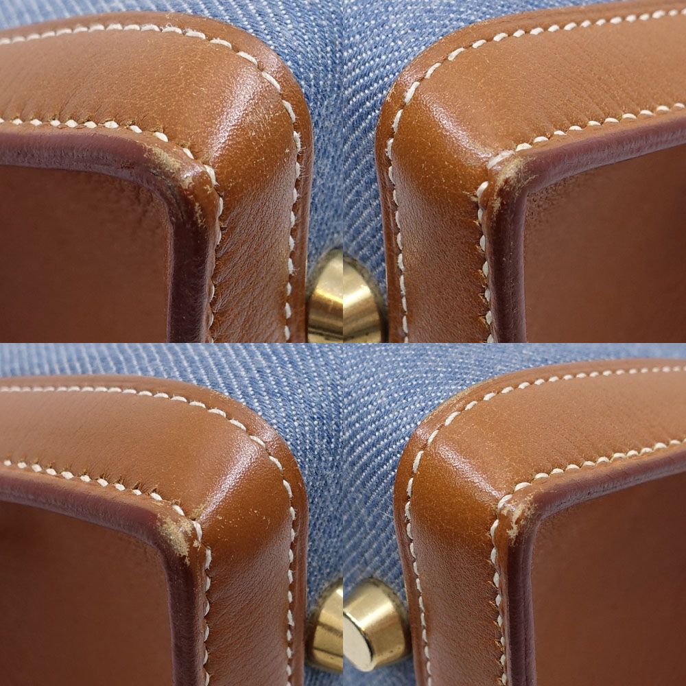 Hermes Kelly 32 Handbag Toilegin Leather Gold Blue Sellier — view 4