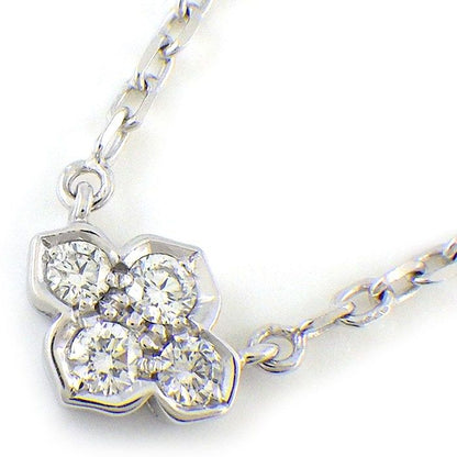 Cartier Necklace Hindu Lotus Water Lily 4 Points Diamond 18k White Gold