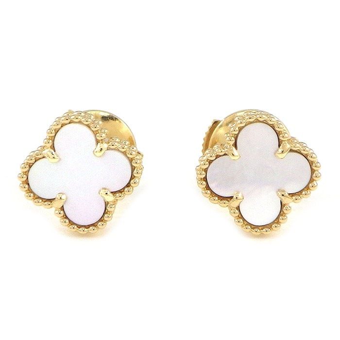 Van Cleef & Arpels Earrings Sweet Alhambra White Shell 18k Yellow Gold
