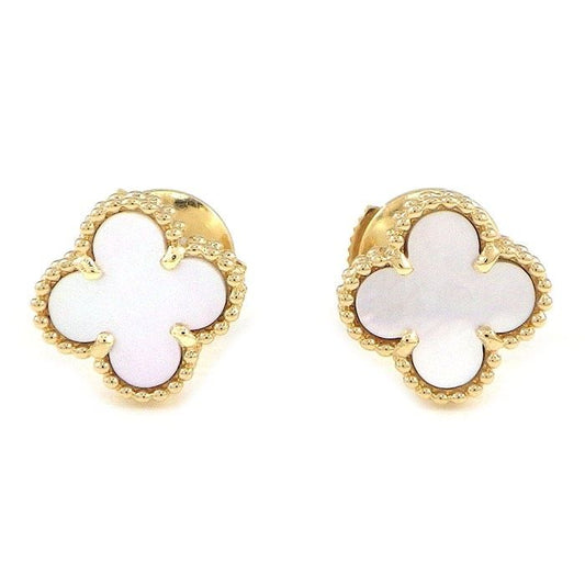 Van Cleef & Arpels Earrings Sweet Alhambra White Shell 18k Yellow Gold