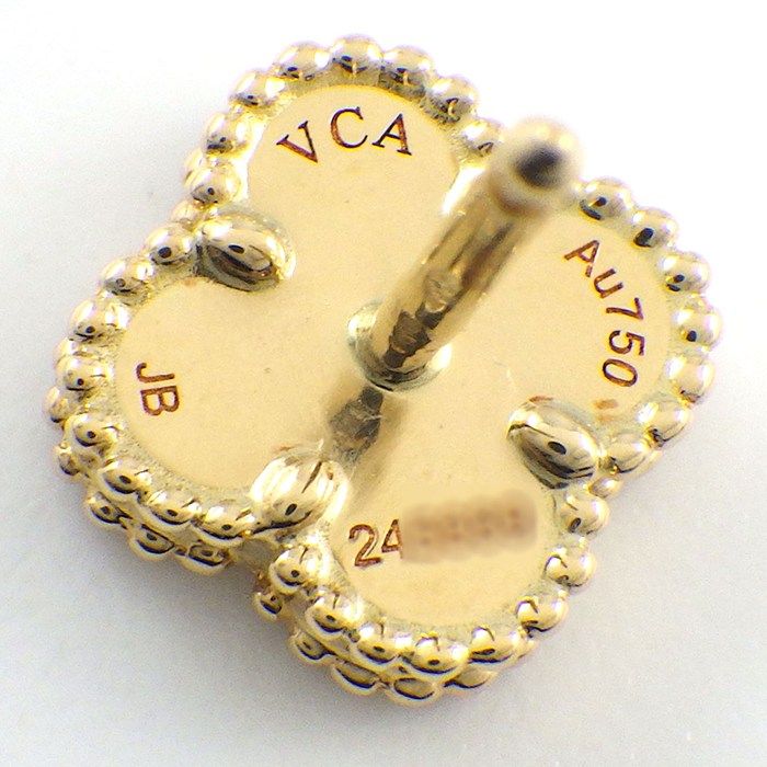 Van Cleef & Arpels Earrings Sweet Alhambra White Shell 18k Yellow Gold — view 3