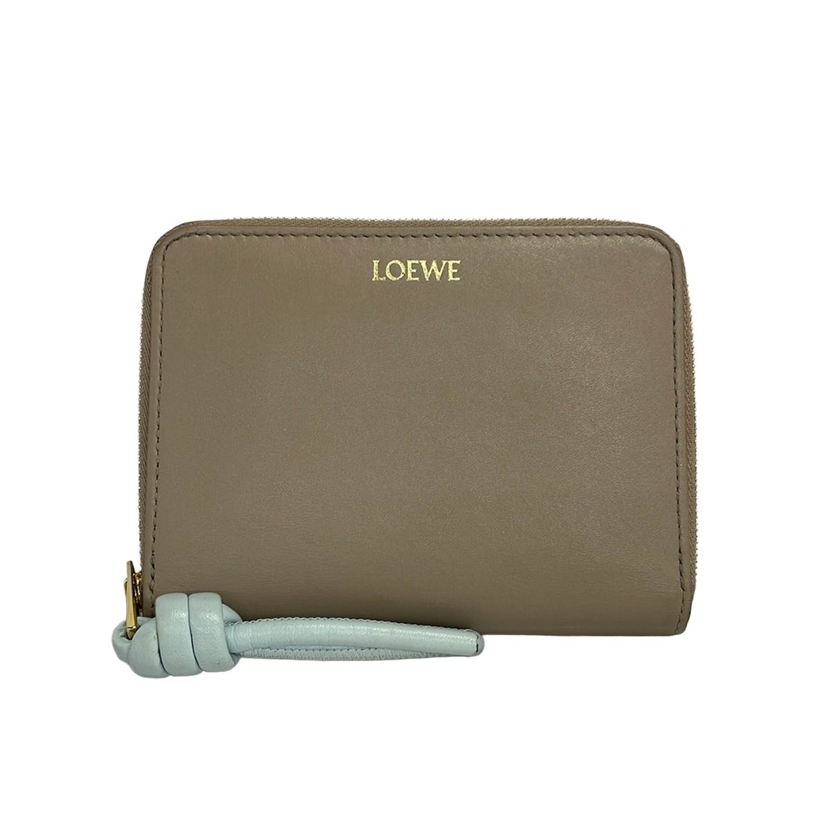 Loewe Bifold Wallet Gray Jew Light Blue Zip Around Leather