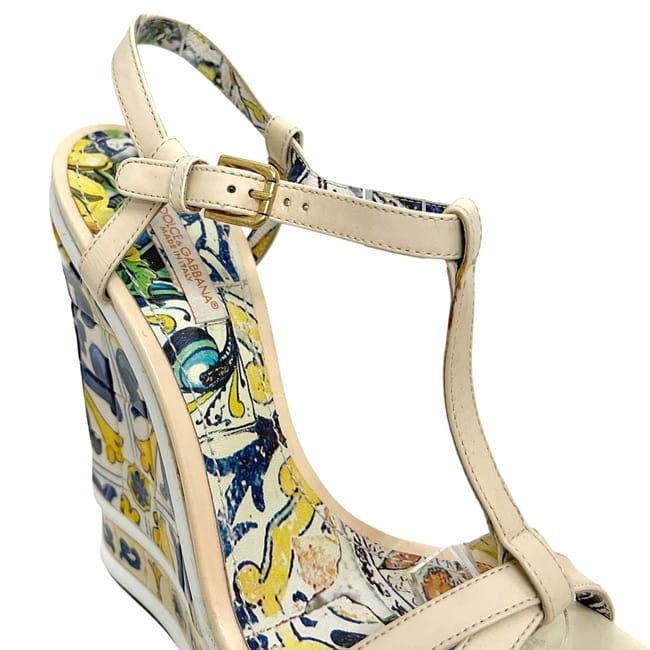 Dolce & Gabbana Sandals Beige Multicolor D&G Wood Plastic & — view 7