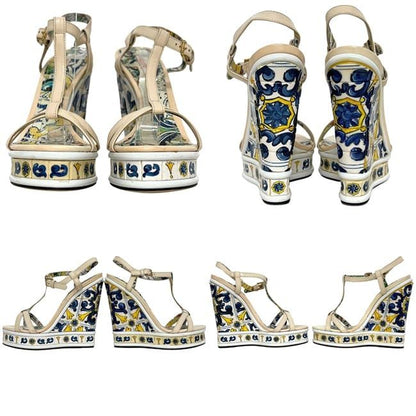 Dolce & Gabbana Sandals Beige Multicolor D&G Wood Plastic & — view 2