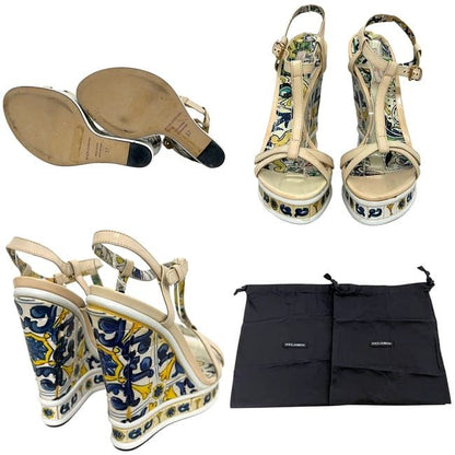 Dolce & Gabbana Sandals Beige Multicolor D&G Wood Plastic & — view 3