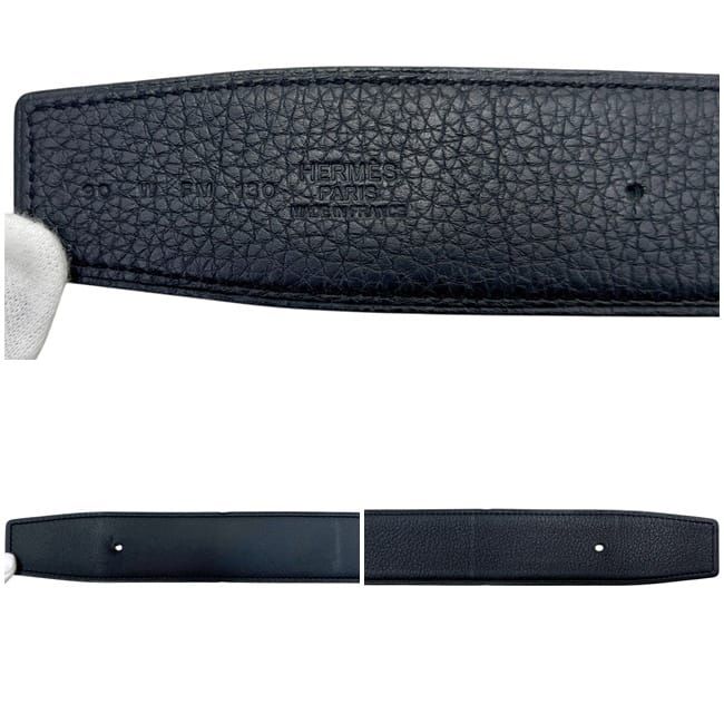 Hermes Belt Black Constance Reversible Waist 90 cm 35 mm Zipper Pattern Leather — view 6