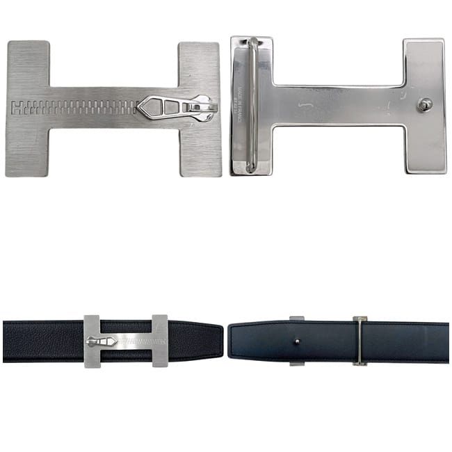Hermes Belt Black Constance Reversible Waist 90 cm 35 mm Zipper Pattern Leather — view 4