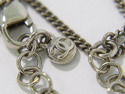 Chanel CC Logo Flower Motif Rhinestone Pendant Metal Silver — view 7