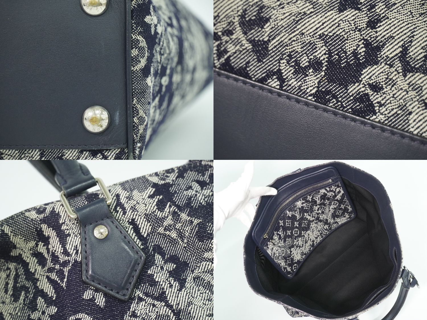 Louis Vuitton LV Grand Sac Monogram Tapestry Tote Navy — view 7