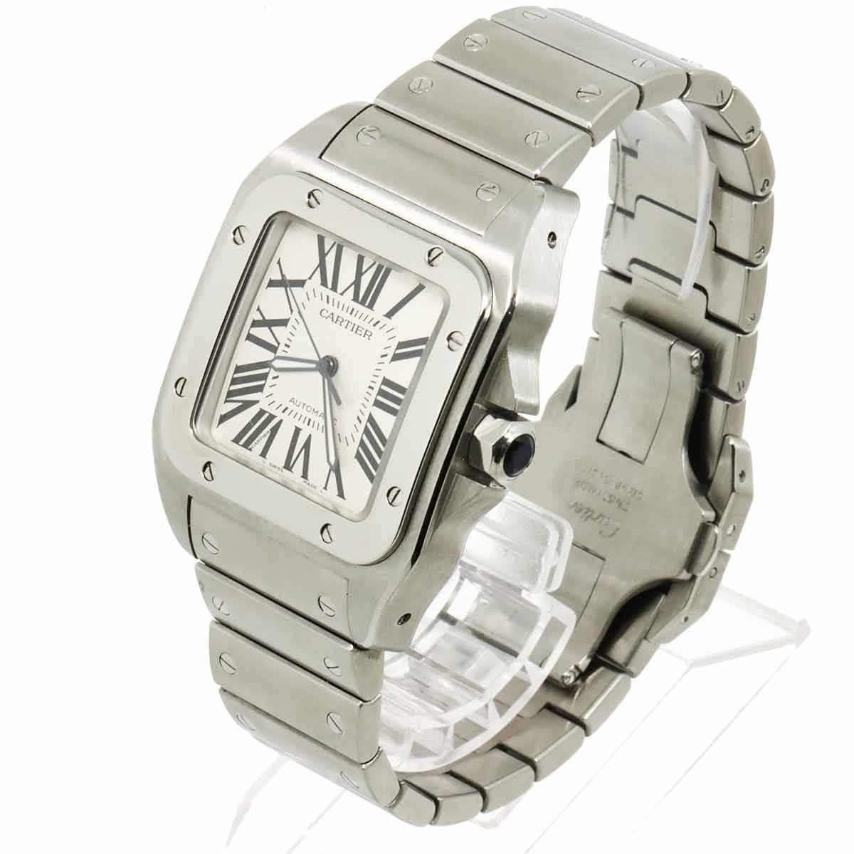 Cartier Santos 100 LM Watch Silver Automatic — view 3