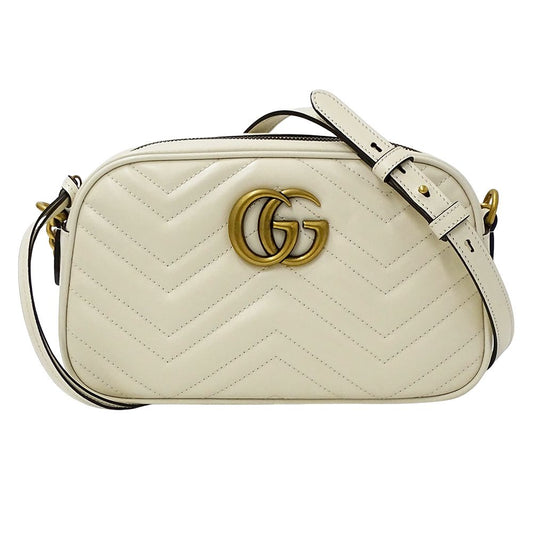 Gucci GG Marmont Shoulder Bag Leather White Chain